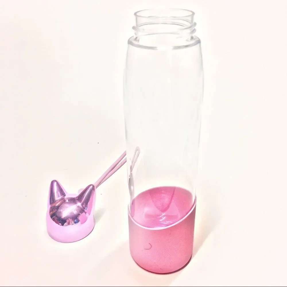 NWOT Pink Metallic Kitten Water Bottle ~22 oz.
